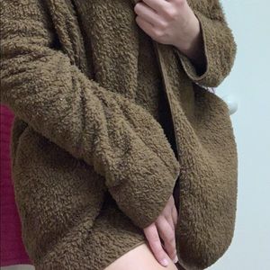 Brown hooded teddy cardigan